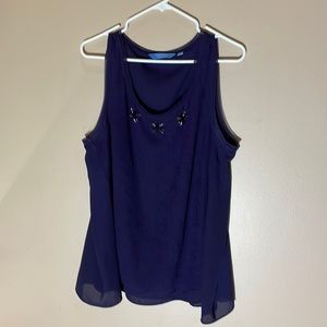 Sleeveless top with embellished yoke womens xl